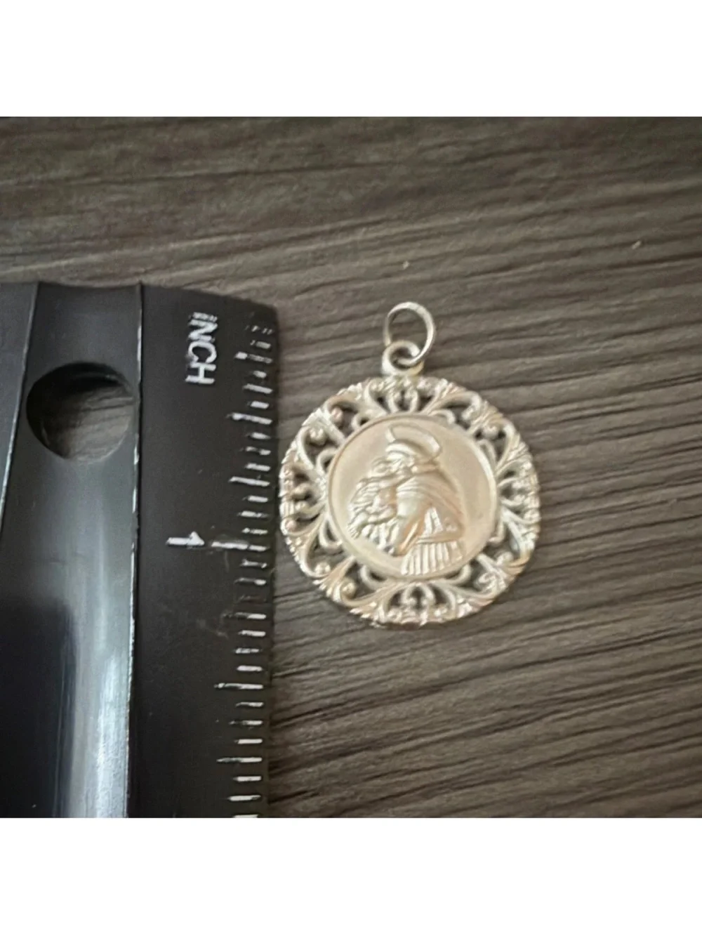 Saint Christopher Round Filigree Pendant - Silver - Picture 3 of 4